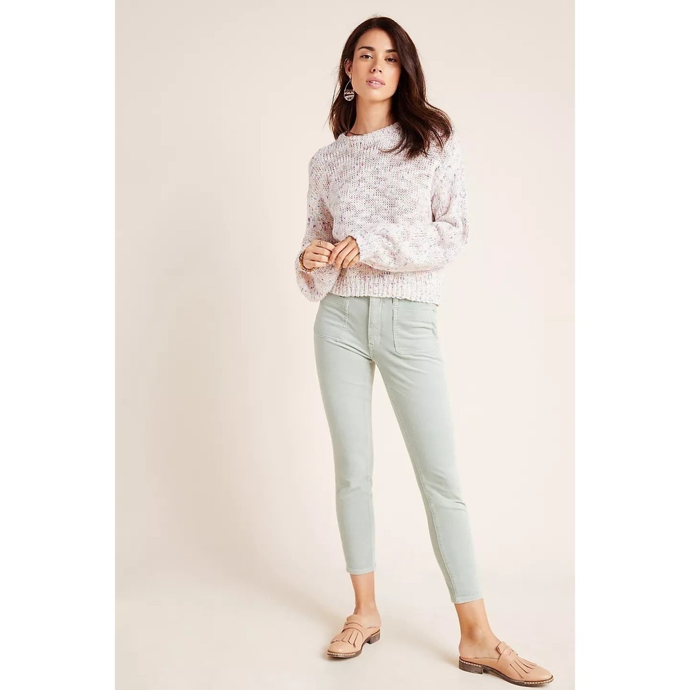 Pilcro Womens Jeans 32 Mint Green‎ Corduroy Velvet High Rise Skinny Ankle